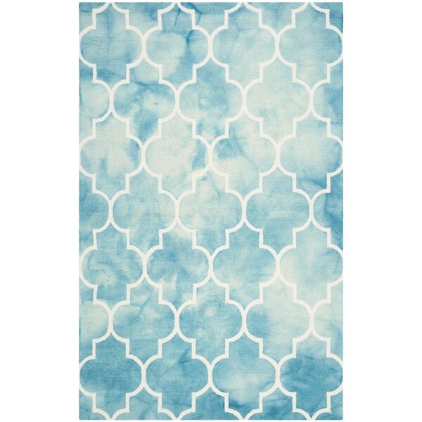 Safavieh Dip Dye Hand Tufted Runner Rug- Turquoise - Ivory- 2 ft. 6 in. x 4 ft. - DDY535D-24