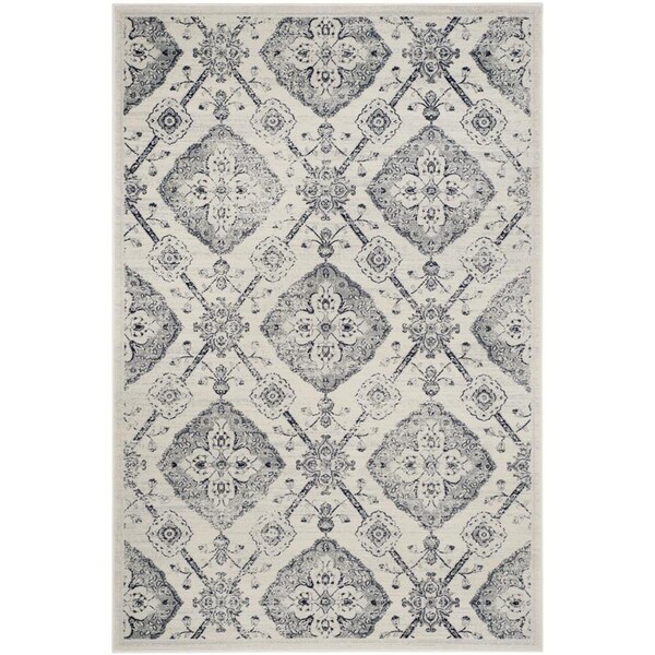 Flowers First 6 ft. 7 in. x 9 ft. 2 in. Carnegie Power Loomed Area Rug, Cream & Light Grey - Medium Rectangle - FL1889515
