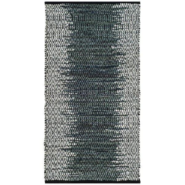 Flowers First 2 x 3 ft. Vintage Leather Hand Woven Area Rug, Light Grey & Charcoal - Accent - FL1892411