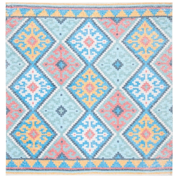 Safavieh 6 x 6 ft. Saffron Square Hand Loomed Area RugBlue & Aqua - SFN560M-6SQ