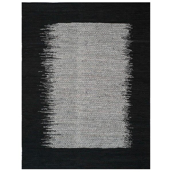 Flowers First 4 x 6 ft. Vintage Leather Hand Woven Area Rug, Light Grey & Black - Small Rectangle - FL1892412