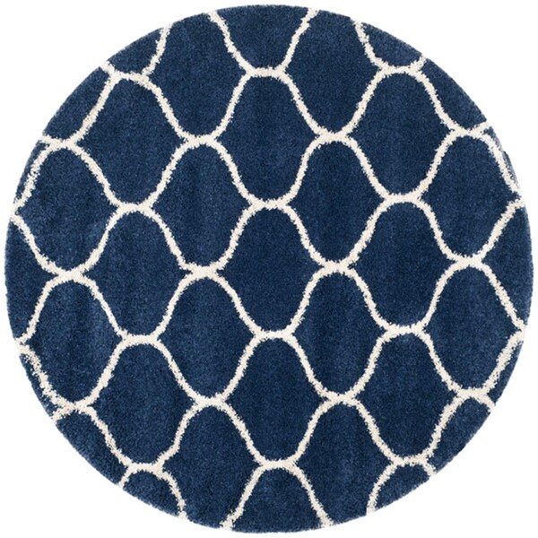 Safavieh 9 x 9 ft. SGH-Hudson Power Loomed Round Shag RugNavy & Ivory - SGH280C-9R