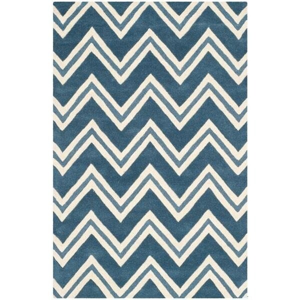Safavieh Cambridge Hand Tufted Small Rectangle Rug- NAVY - IVORY- 4 x 6 ft. - CAM581C-4