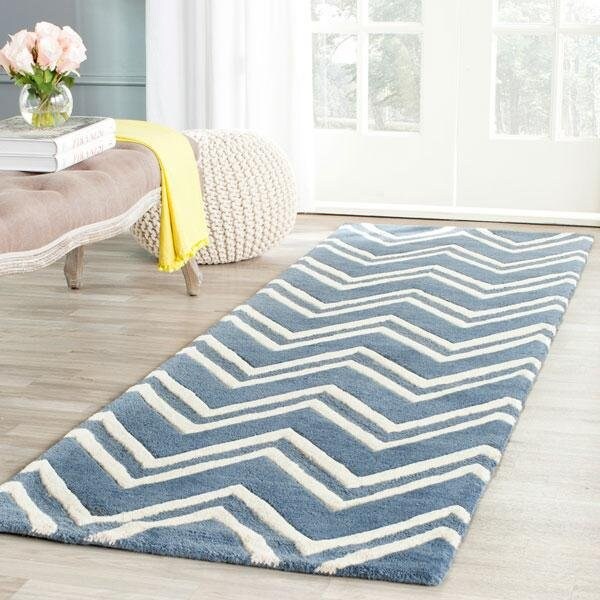 Safavieh Cambridge Hand Tufted Small Rectangle Rug- NAVY - IVORY- 4 x 6 ft. - CAM581C-4