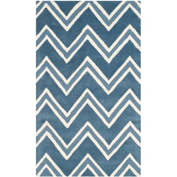 Safavieh Cambridge Hand Tufted Small Rectangle Rug- NAVY - IVORY- 4 x 6 ft. - CAM581C-4
