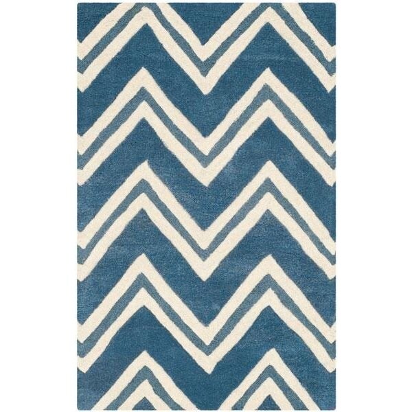 Safavieh Cambridge Hand Tufted Small Rectangle Rug- NAVY - IVORY- 4 x 6 ft. - CAM581C-4