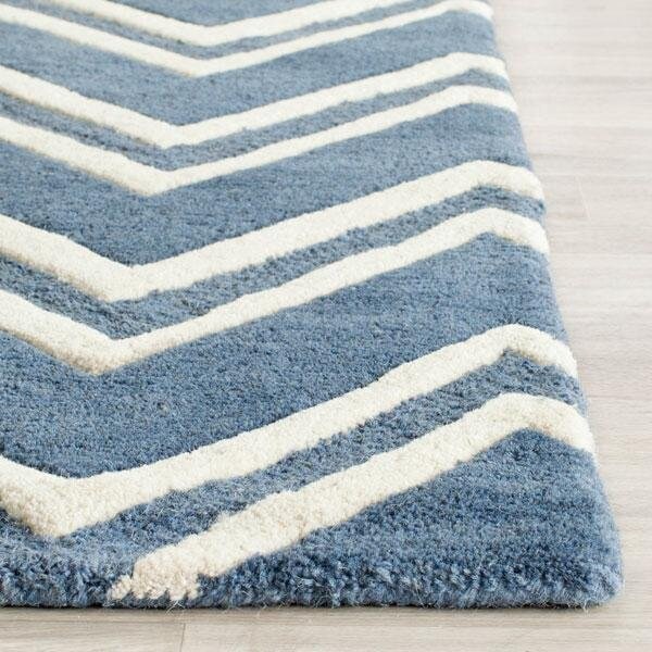 Safavieh Cambridge Hand Tufted Small Rectangle Rug- NAVY - IVORY- 4 x 6 ft. - CAM581C-4