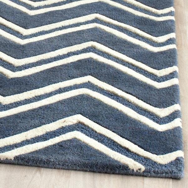 Safavieh Cambridge Hand Tufted Small Rectangle Rug- NAVY - IVORY- 4 x 6 ft. - CAM581C-4