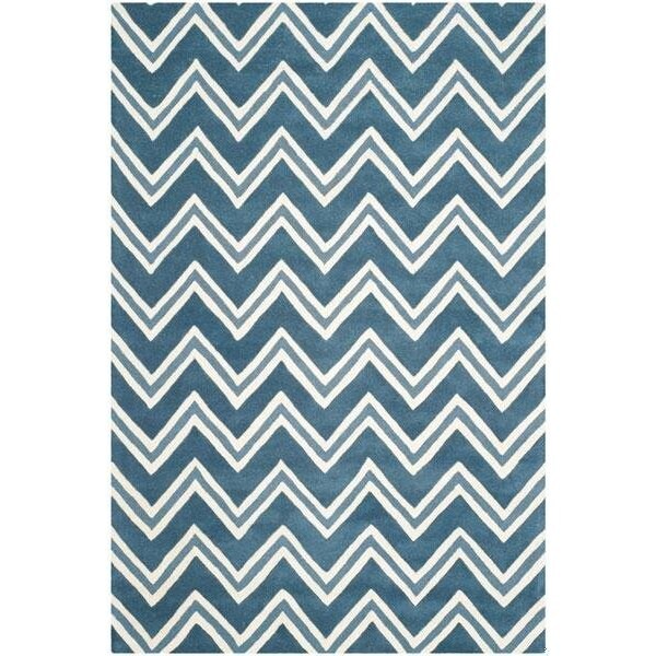 Safavieh Cambridge Hand Tufted Small Rectangle Rug- NAVY - IVORY- 4 x 6 ft. - CAM581C-4