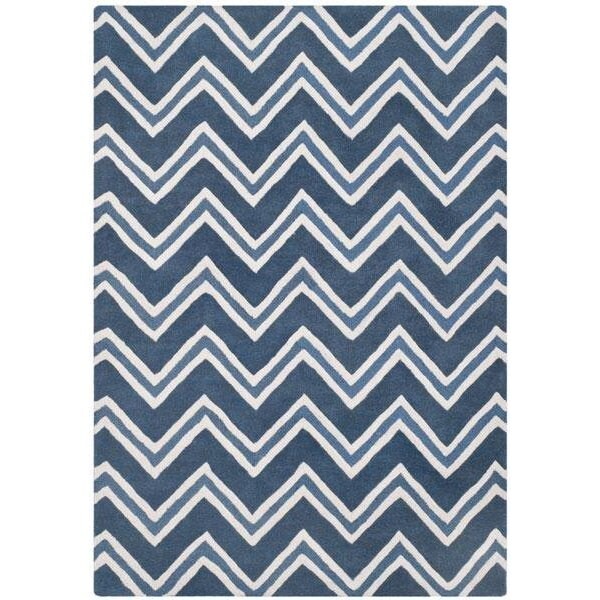 Safavieh Cambridge Hand Tufted Small Rectangle Rug- NAVY - IVORY- 4 x 6 ft. - CAM581C-4