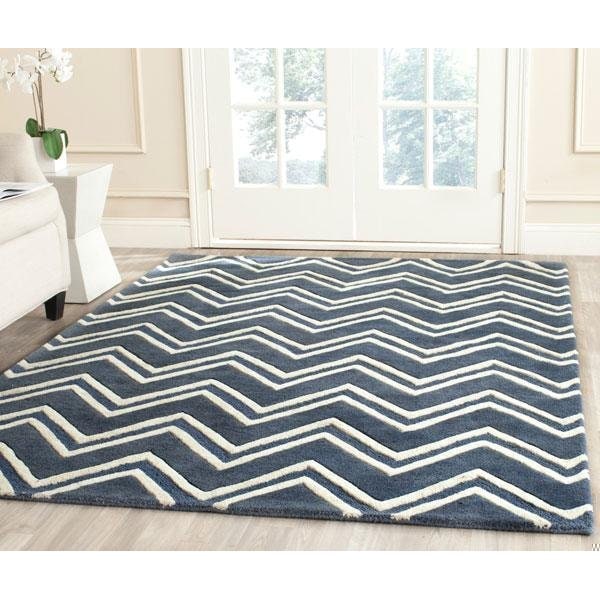 Safavieh Cambridge Hand Tufted Small Rectangle Rug- NAVY - IVORY- 4 x 6 ft. - CAM581C-4