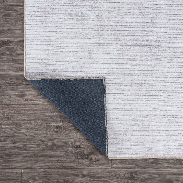 World Rug Gallery Contemporary Distressed Stripe Machine Washable Ivory Area Rug 2'1''x3' - 5078IVORY2X3