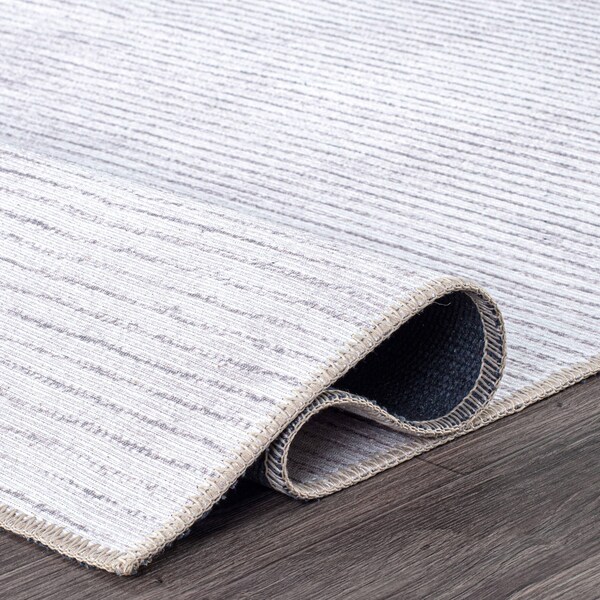 World Rug Gallery Contemporary Distressed Stripe Machine Washable Ivory Area Rug 2'1''x3' - 5078IVORY2X3