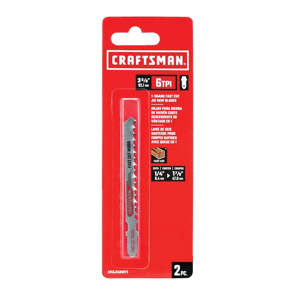 Craftsman T-Shank Fast Cut Jig Saw Blades, 3-, PK2 - CMAJ146WF2