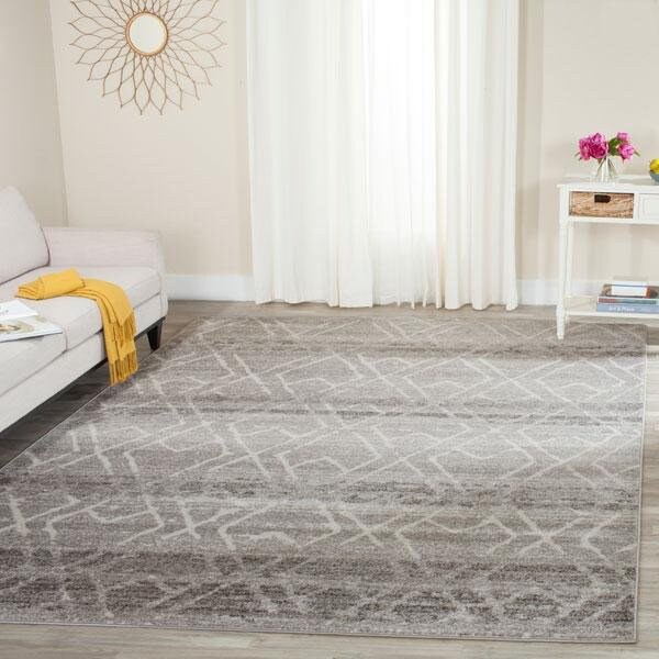 Safavieh Adirondack Power Loomed Runner Rug, Silver and Ivory - 2 ft.-6 in. x 12 ft. - ADR124B-212