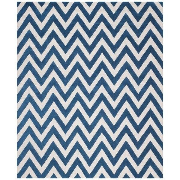 Safavieh Cambridge Hand Tufted Runner Rug- Navy - Ivory- 2 ft. 6 in. x 8 ft. - CAM139G-28