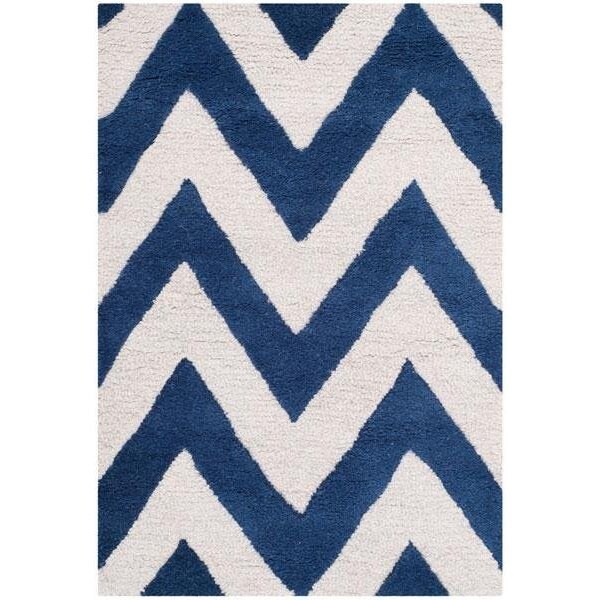 Safavieh Cambridge Hand Tufted Runner Rug- Navy - Ivory- 2 ft. 6 in. x 8 ft. - CAM139G-28