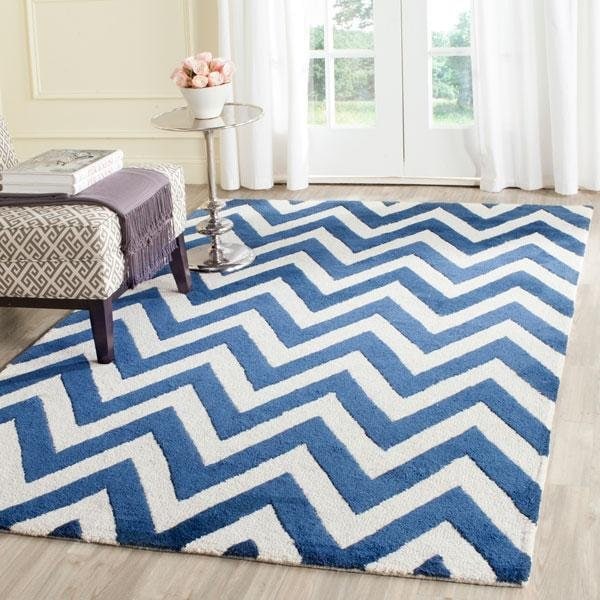 Safavieh Cambridge Hand Tufted Runner Rug- Navy - Ivory- 2 ft. 6 in. x 8 ft. - CAM139G-28