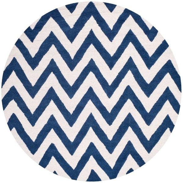 Safavieh Cambridge Hand Tufted Runner Rug- Navy - Ivory- 2 ft. 6 in. x 8 ft. - CAM139G-28