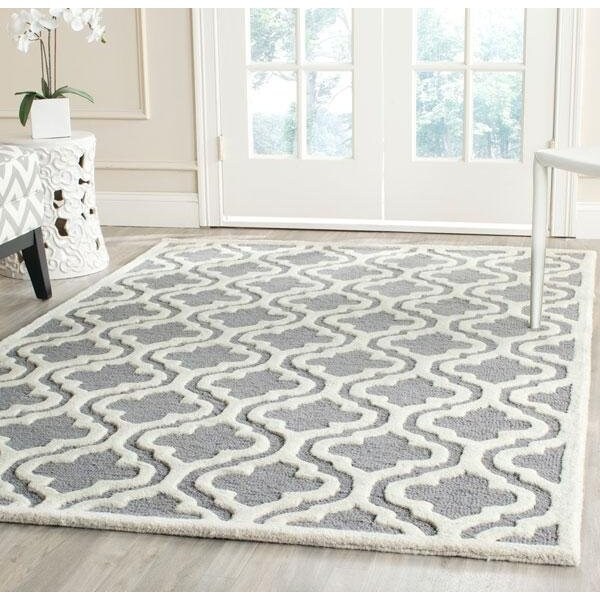 Safavieh Cambridge Hand Tufted Rectangle Rug- Silver - Ivory- 2 ft. 6 in. x 18 ft. - CAM132D-218