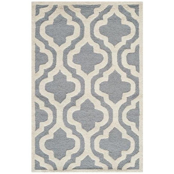 Safavieh Cambridge Hand Tufted Rectangle Rug- Silver - Ivory- 2 ft. 6 in. x 18 ft. - CAM132D-218