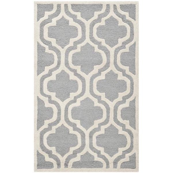 Safavieh Cambridge Hand Tufted Rectangle Rug- Silver - Ivory- 2 ft. 6 in. x 18 ft. - CAM132D-218