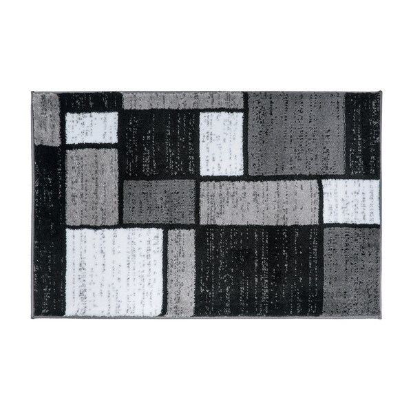 World Rug Gallery Contemporary Modern Boxes Design Soft Area Rug 2' x 3' Gray - 106GRAY2X3