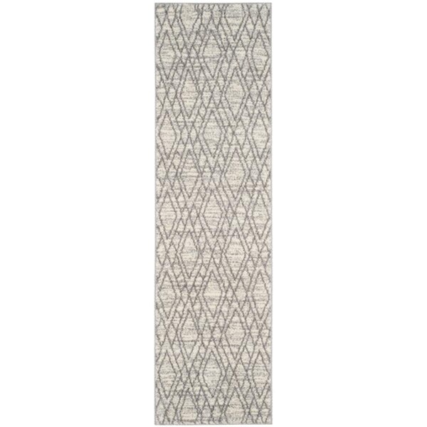 Flowers First 2 ft. 3 in. x 8 ft. Tunisia Power Loomed Runner Rug, Ivory & Light Grey - FL1860167