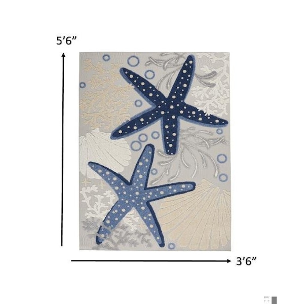 Homeroots 4 x 6 ft. Blue & Gray Indoor & Outdoor Area Rug - 385069