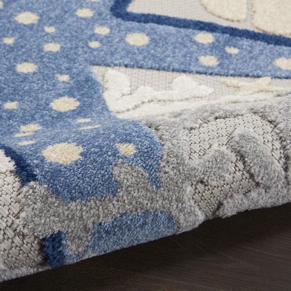 Homeroots 4 x 6 ft. Blue & Gray Indoor & Outdoor Area Rug - 385069