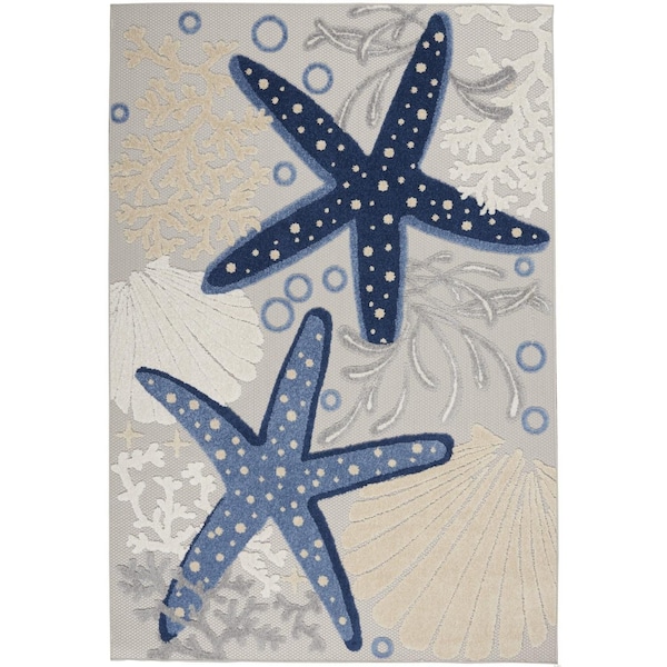 Homeroots 4 x 6 ft. Blue & Gray Indoor & Outdoor Area Rug - 385069