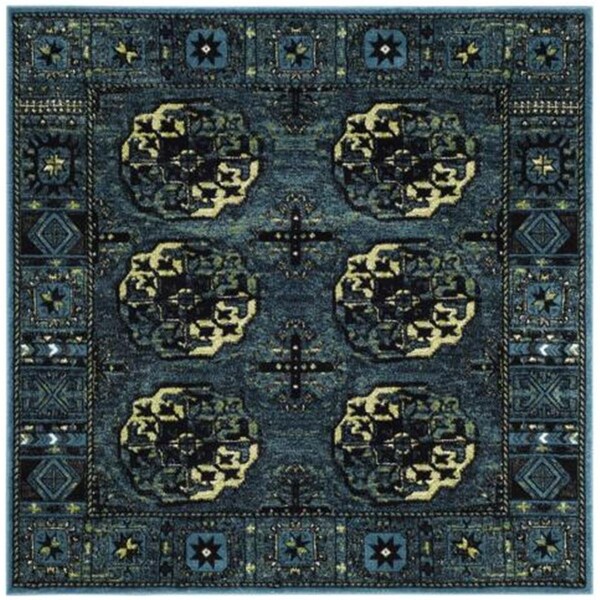 Flowers First 6 ft. 7 in. x 6 ft. 7 in. Square Vintage Hamadan Power Loomed Area Rug, Blue & Multi Color - FL1889507