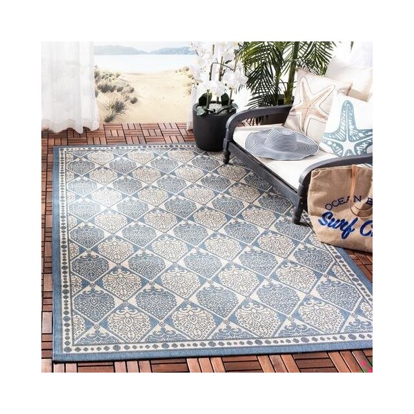 Safavieh 2 ft.-3 in. x 6 ft.-7 in. Courtyard Rectangle Area Rug in Dark Green & Beige - CY6009-332-27