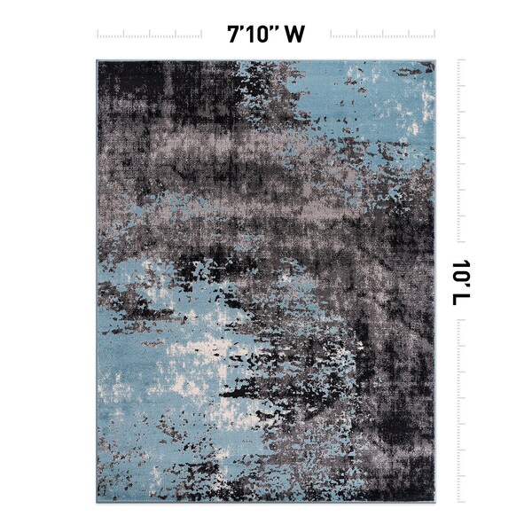 World Rug Gallery Contemporary Abstract Splash Non Shedding Soft Area Rug 7' 10 x 10' Blue - 391BLUE8X10