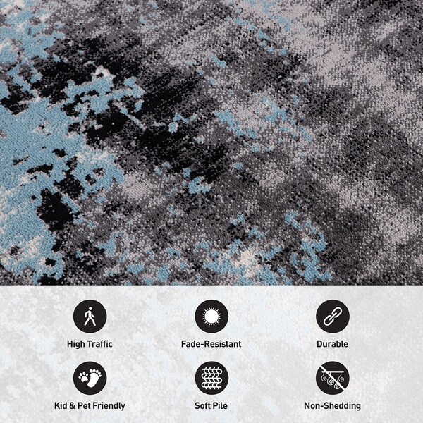 World Rug Gallery Contemporary Abstract Splash Non Shedding Soft Area Rug 7' 10 x 10' Blue - 391BLUE8X10