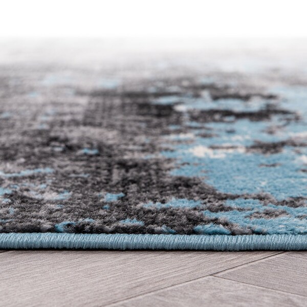 World Rug Gallery Contemporary Abstract Splash Non Shedding Soft Area Rug 7' 10 x 10' Blue - 391BLUE8X10