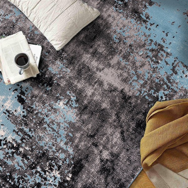 World Rug Gallery Contemporary Abstract Splash Non Shedding Soft Area Rug 7' 10 x 10' Blue - 391BLUE8X10