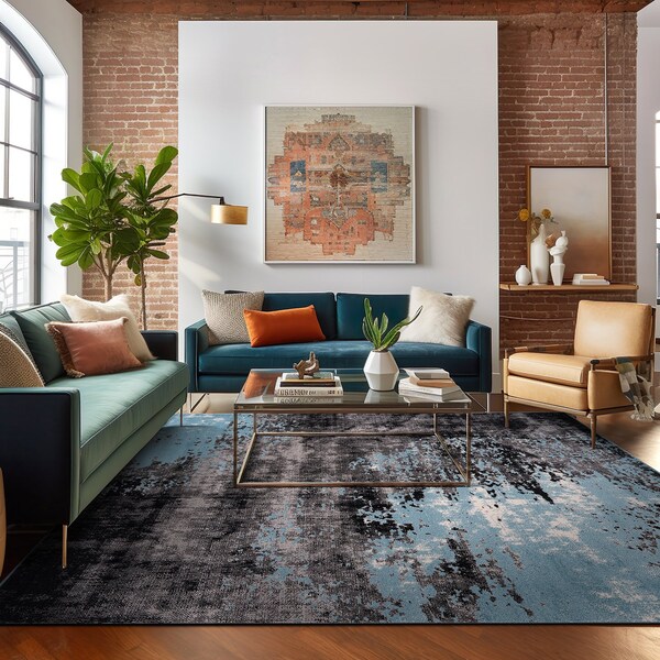 World Rug Gallery Contemporary Abstract Splash Non Shedding Soft Area Rug 7' 10 x 10' Blue - 391BLUE8X10