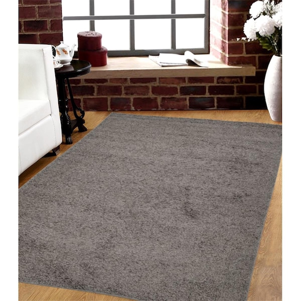Terreno 5 x 7 ft. Discount World Shaggy Collection Gray Area Rug - TE3525838