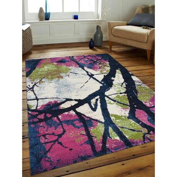 Jensendistributionservices 3 ft. 4 in. x 5 ft. Machine Woven Heatset Polypropylene Floral Rectangle Area Rug, Multi Color - MI1553355