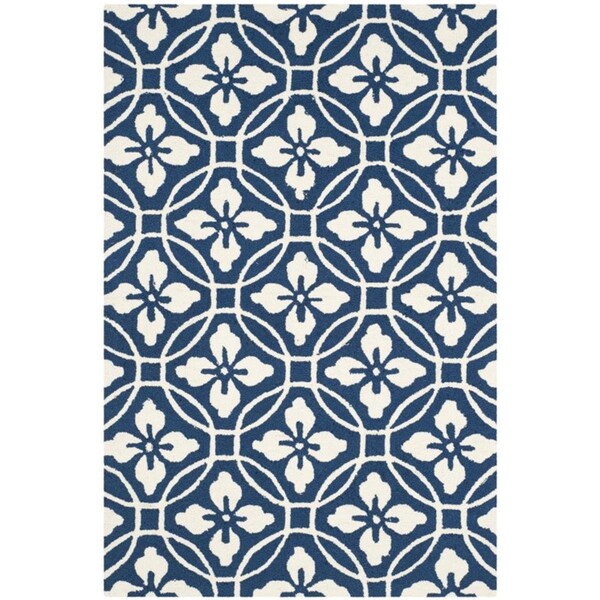 Safavieh Four Seasons Hand Hooked Runner Rug- Navy - Ivory- 2 ft. 3 in. x 8 ft. - FRS236H-28
