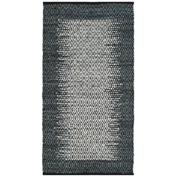 Flowers First 2 ft. 3 in. x 4 ft. Vintage Leather Hand Woven Area Rug, Light Grey & Charcoal - Accent - FL1909661