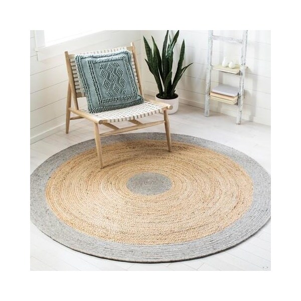 Safavieh 3 x 3 ft. Braided Contemporary Round Rug, Silver & Natural - BRD910G-3R