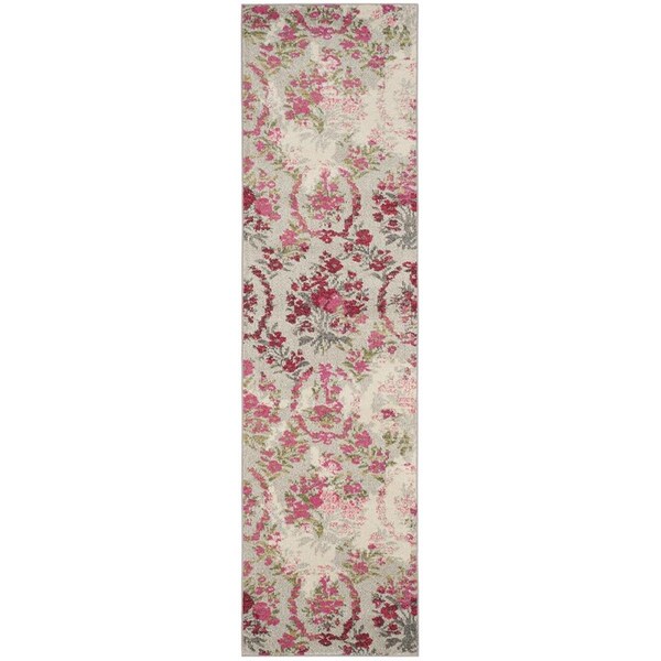 Flowers First 2 ft. 2 in. x 12 ft. Monaco Power Loomed Runner Rug, Ivory & Pink - FL1892414