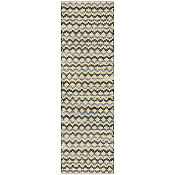 Safavieh Montauk Hand Woven Runner RugGold & Blue & Black 2 ft.-3 in. x 8 ft. - MTK120D-28