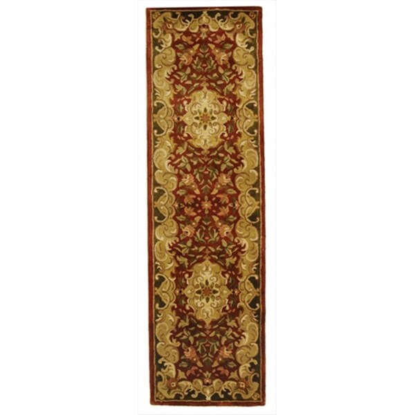 Safavieh 2 Ft. - 3 In. x 10 Ft. Runner- Traditional Classic Rust And Green Hand Tufted Rug - CL234A-210