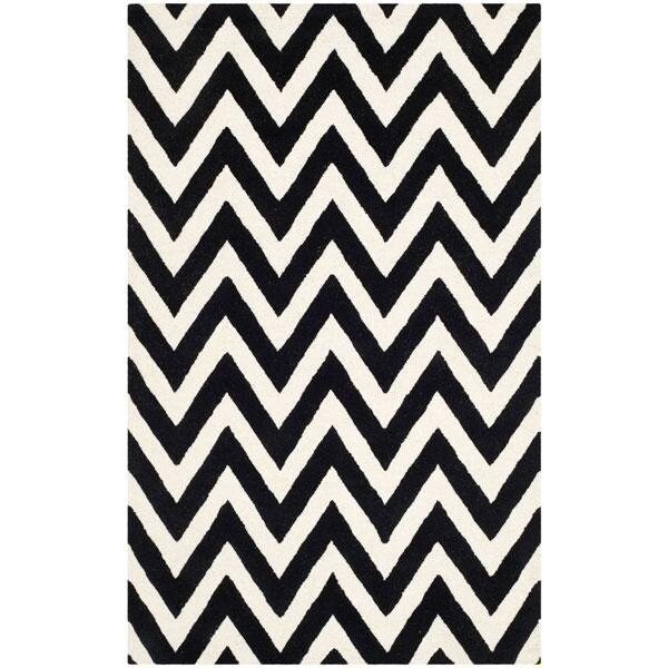 Safavieh Cambridge Hand Tufted Runner Rug- Black - Ivory- 2 ft. 6 in. x 10 ft. - CAM139E-210
