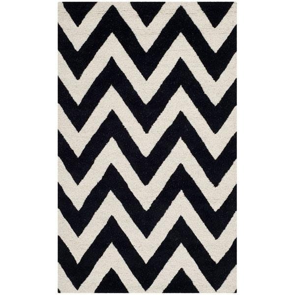 Safavieh Cambridge Hand Tufted Runner Rug- Black - Ivory- 2 ft. 6 in. x 10 ft. - CAM139E-210