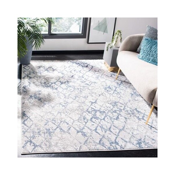 Safavieh 3 x 3 ft. Amelia 700 Contemporary Square Rug, Light Grey & Blue - ALA783G-3SQ