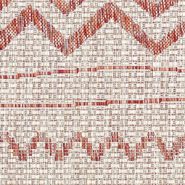 Homeroots 5 x 8 ft. Beige & Red Zigzag Indoor & Outdoor Area Rug - 396227